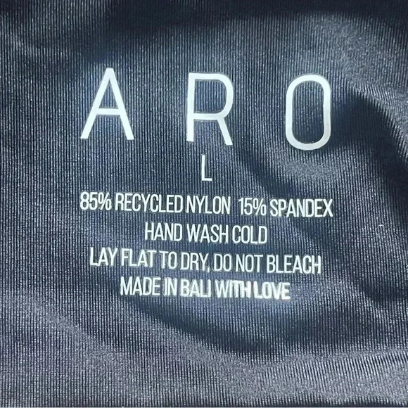 ARO Women's Large Black Keli Swim Bikini Top One Shoulder Asymmetrical Ruched L - Picture 3 of 6